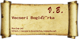 Vecseri Boglárka névjegykártya
